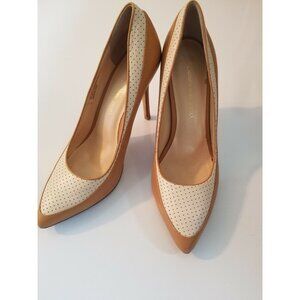 Carmen Marc Valvo Cream and Tan Sandals